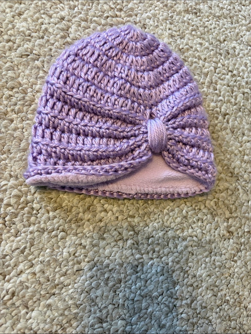 Jamie Rae Hat. Kids Purple Knit Bow Beanie Hat 3-6m A24